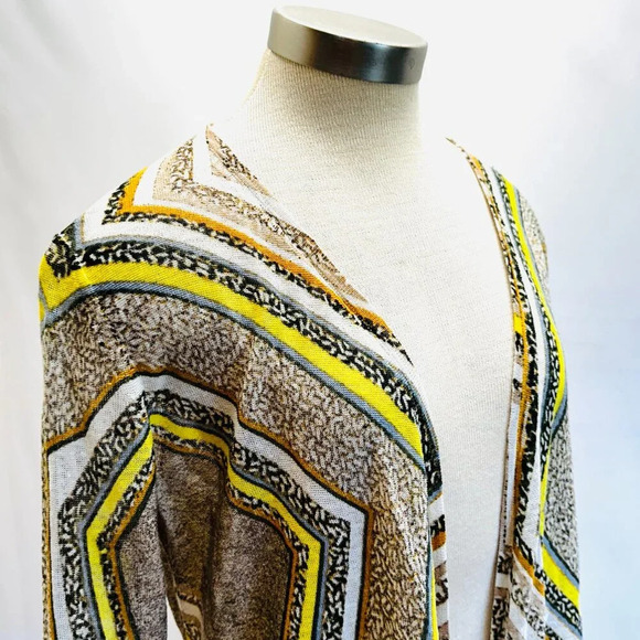 NIC+ZOE Women Long Sleeve Semi-Sheered Striped Cardigan Sweater Size Medium - Picture 2 of 11